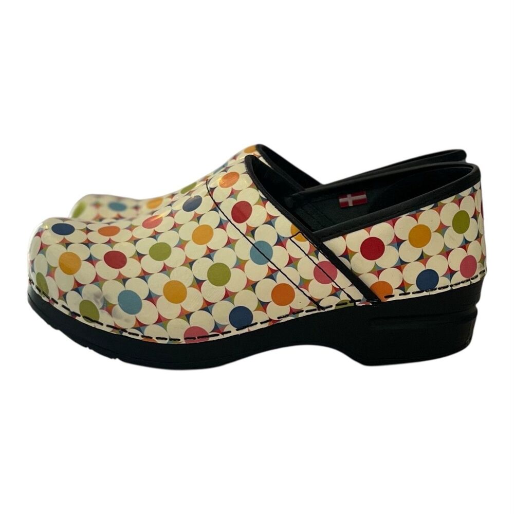 Sanita Womens Clogs Size 38 Shoes Multicolor Nurses Professional Flowers Design - Picture 2 of 10